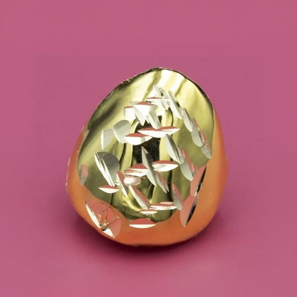 14K Gold Single with Pineapple Cut Finish