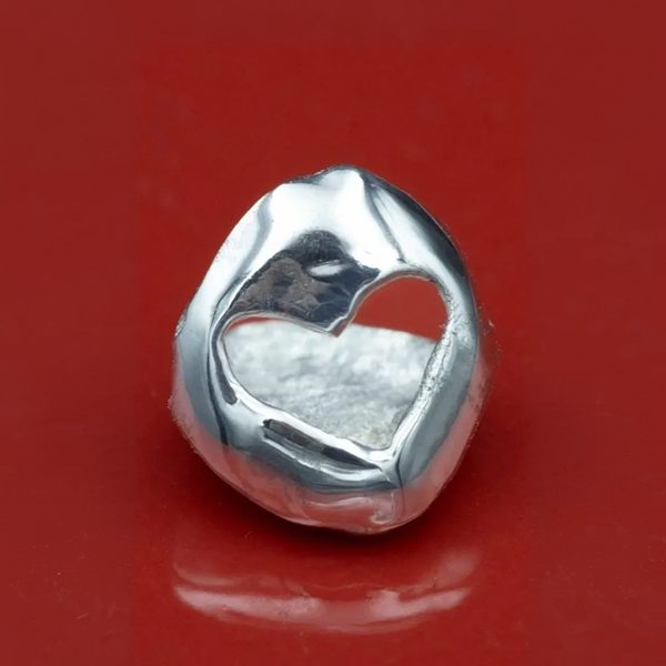 Single Silver Heart Open Face